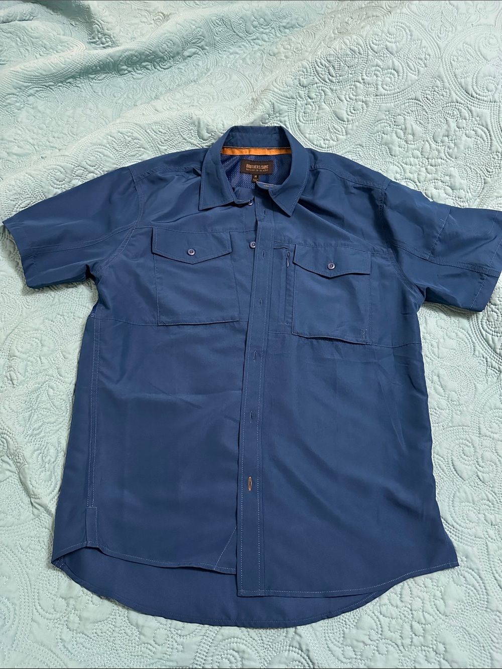 Brother Men's Navy Button-Down Short Sleeve Work Shirt